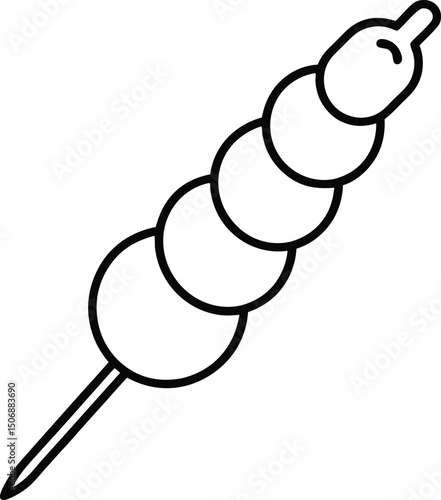 Grilled Chicken Kabob Skewer Food Line Art Vector Illustration