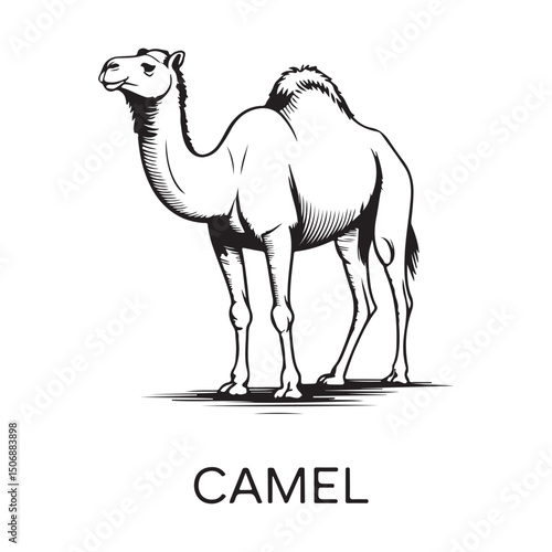camel vector silhouette in desert