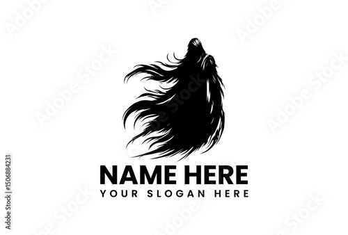 A foreboding ominous hooded figure in flowing black robes with a skeletal hand vector