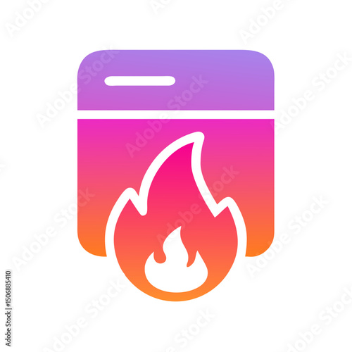 Burning container icon with gradient colors on White Background