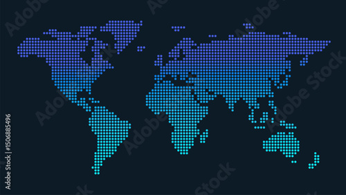 Vector stylish outline of world map. Colorful Flat design of continents, gradient map