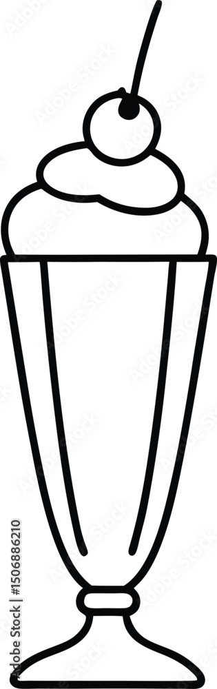 Fototapeta premium Ice Cream Float Classic Sweet Treat Line Art Vector Illustration