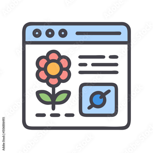 Illustration of Flower Displayed on a Computer Screen