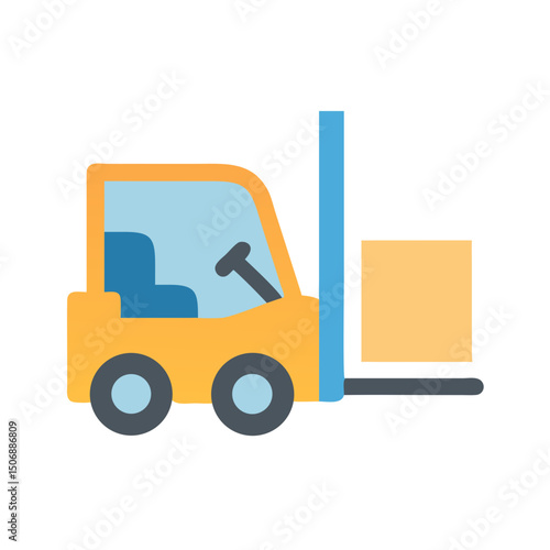 Forklift truck with package on White Background illustration