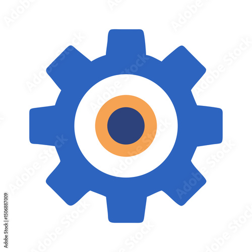 Blue gear graphic with circular inner design on White