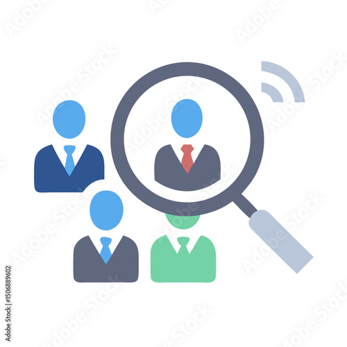 Recruitment and employee search with magnifying glass illustration style