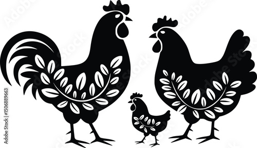 Floral Chicken Svg, Chicken Svg, Chicken Farm Svg, Floral Chicken Silhouette Svg File