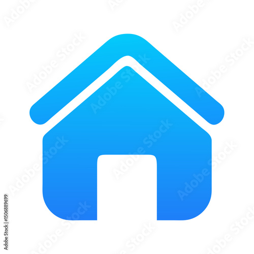 Gradient blue home icon on White Background illustration