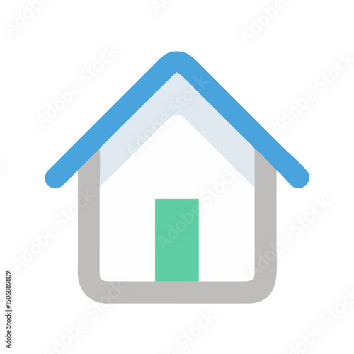 Minimalist home icon with soft colors on White Background
