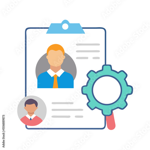 Recruitment process flat vector concept illustration on White Background