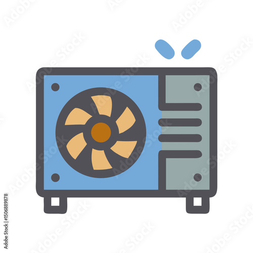 Stylized computer power supply unit on White Background graphic