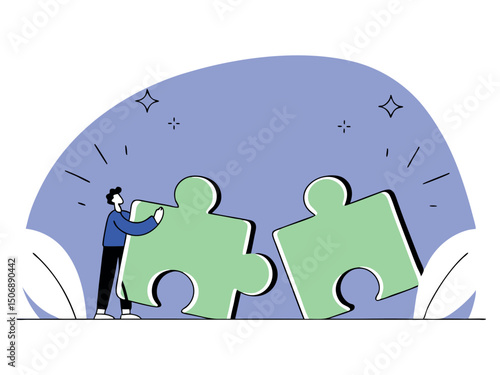 Teamwork Puzzle Vector Illustration Problem Solving Concept