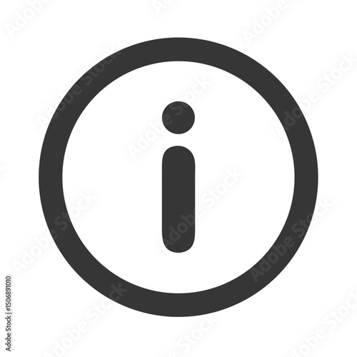 Simple gray information icon against a contrasting White Background