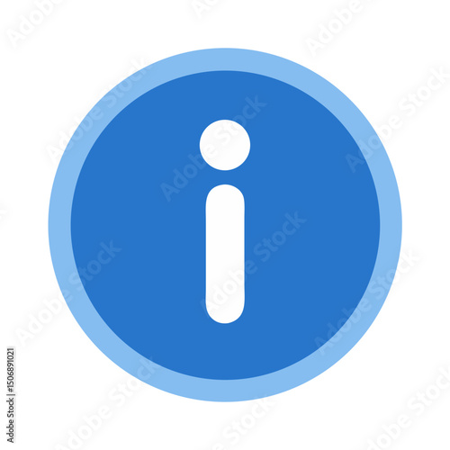 Blue and White Information Symbol Icon with Outer Circle