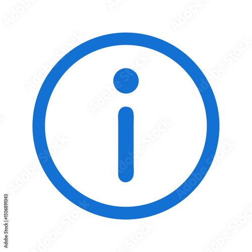 Blue information symbol icon on a White Background center