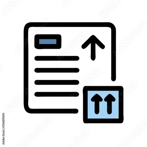 Black box with blue accents depicting shipping instructions