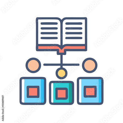 Educational network concept with book and connected modules icon