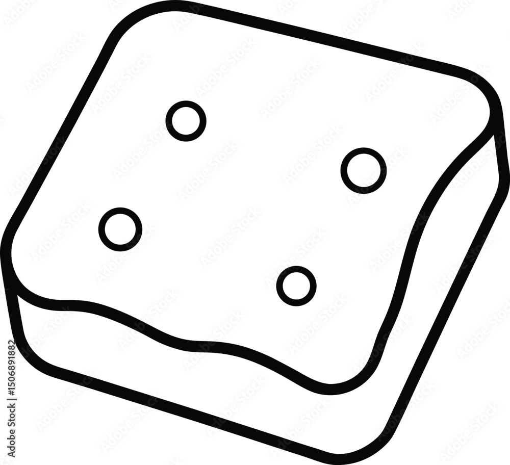 Mini Cheese Hash Square Breakfast Side Line Art Vector Illustration Mini Cheese Hash Square Breakfast Side Line Art Vector Illustration
