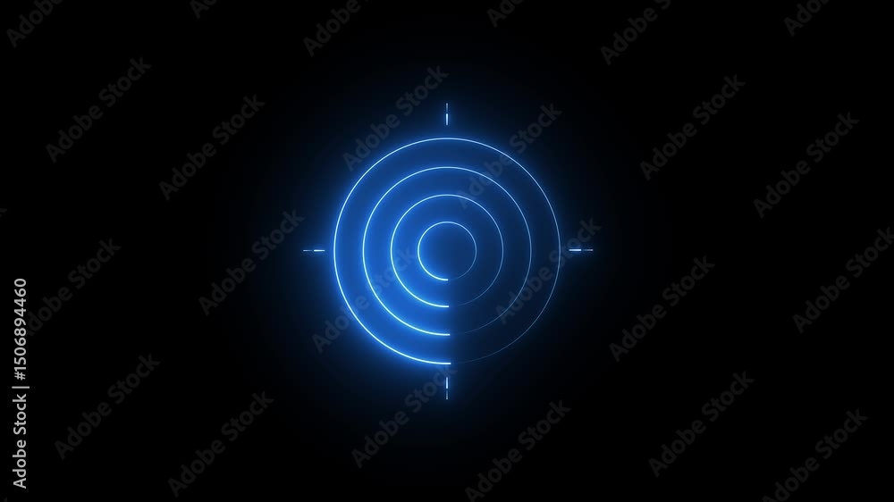 Glowing Neon Light blue color radar technology animation. Digital Futuristic Searching Radar, Scanning HUD Circle User Radar Interface, Neon Radio Waves Signal Icon on Black Background. 4k motion vid Glowing Neon Light blue color radar technology animation. Digital Futuristic Searching Radar, Scanning HUD Circle User Radar Interface, Neon Radio Waves Signal Icon on Black Background. 4k motion vid