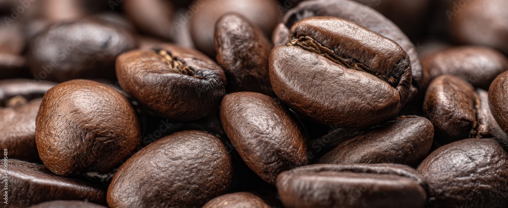 Obraz premium The Dark, Rich Texture of Roasted Coffee Beans Close-Up