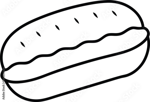 Mini Eclair Puff Chocolate Dessert Treat Line Art Vector Illustration