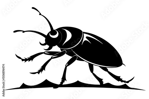 Scarab Beetle Graphic Black and White Icon Design Illustration