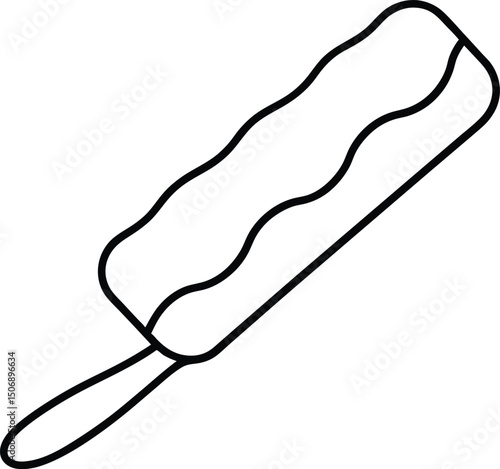 Mini French Toast Stick Breakfast Snack Drawing Line Art Vector Illustration