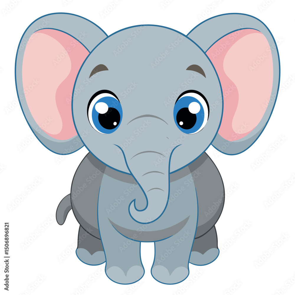Naklejka premium Cartoon Elephant Vector Illustration Cute Animal Design