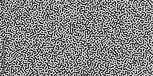 Organic seamless patterns with rounded lines Diffusion reaction background. Monochrome background of natural organic forms motion. Overlay template abstract Turing organic wallpaper background.