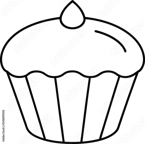 Mini Meatloaf Muffin Hearty Meal Portion Line Art Vector Illustration