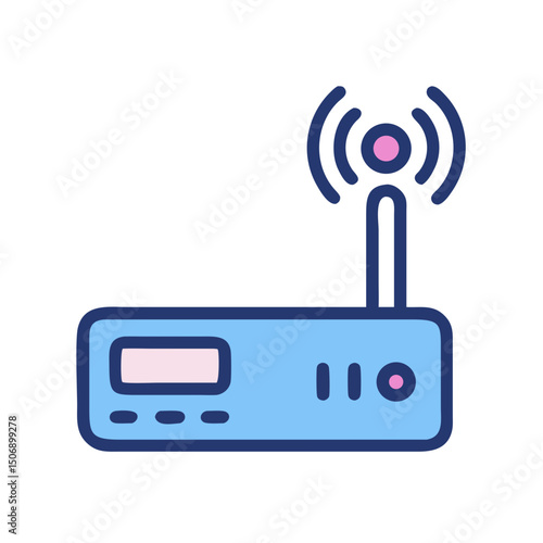 Stylized router vector icon with wifi signal on White