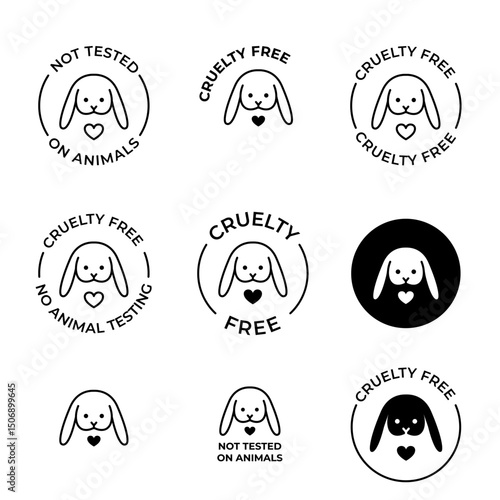 Cruelty free icons set line style