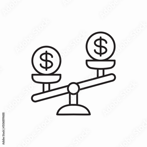 Money balance scale finance icon vector sign
