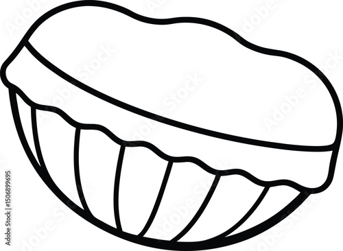 Mini Peanut Butter Cup Candy Treat Sketch Line Art Vector Illustration