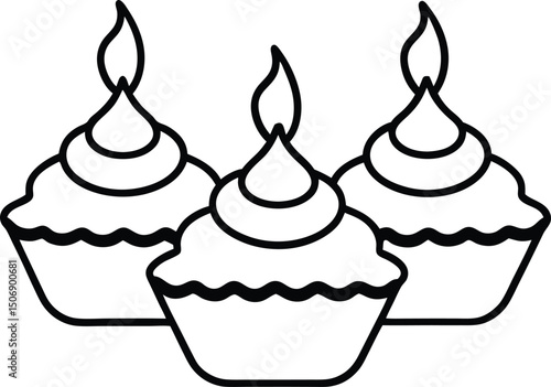 Mini Quiche Bites Savory Egg Snack Sketch Line Art Vector Illustration