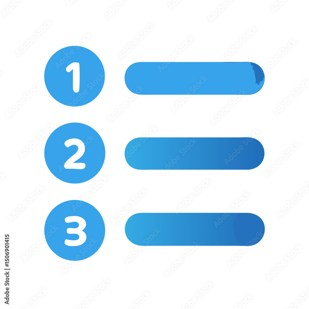 Obraz premium Numbered list infographic on White Background with blue elements