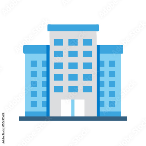 Flat vector office building on White Background graphic asset