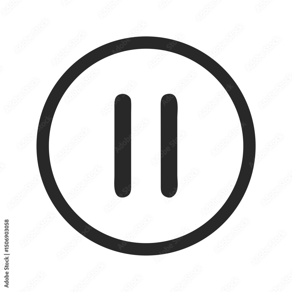 Simple dark gray pause icon centered on White Background Simple dark gray pause icon centered on White Background
