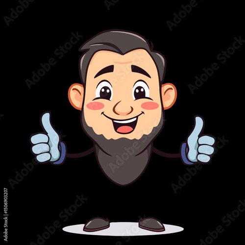 Thumbs Up of Approval: A cheerful cartoon figure, complete with a warm smile and a gesture of thumbs-up, exudes a sense of positive vibes.