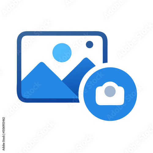 Vector image icon with camera symbol for multimedia content