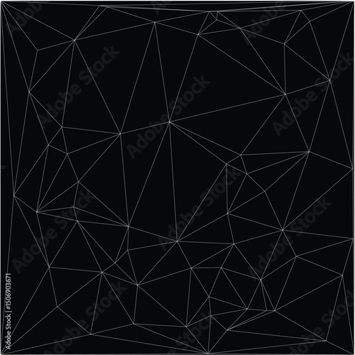 Abstract Geometric Design with Polygonal Black Background and Connected Lines