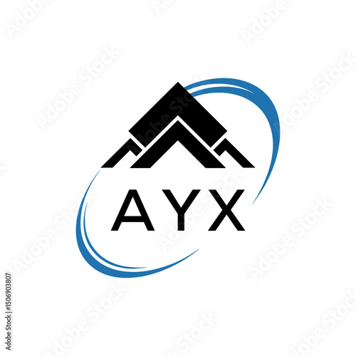 AYX Real Estate Logo with Stylized Roof and Dynamic Swirl – Vector Icon. AYX Letter Logo.
