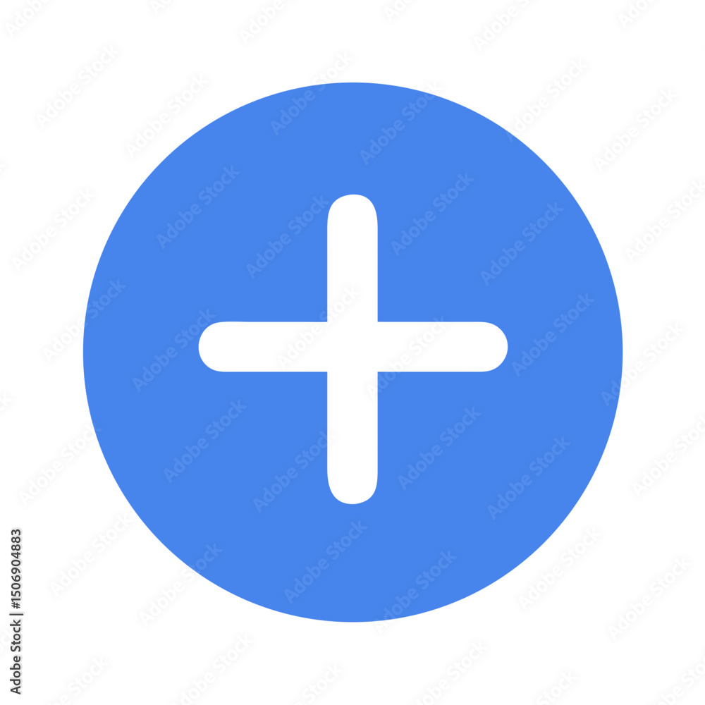 Plus sign inside a blue circle on White Background Plus sign inside a blue circle on White Background