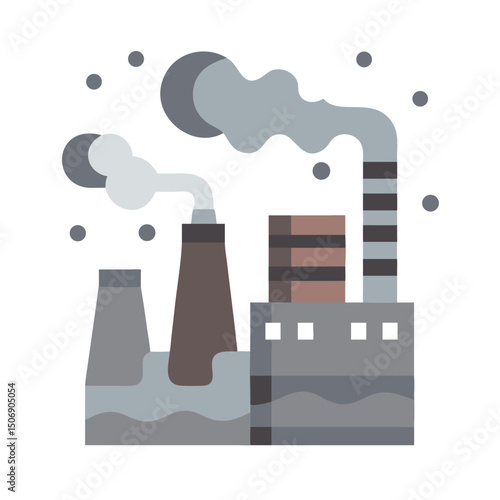 Factory illustration emits smoke on a White Background image