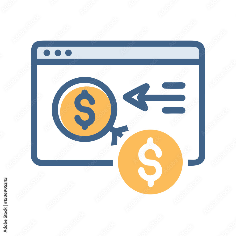 Online money transfer vector illustration, website interface concept Online money transfer vector illustration, website interface concept