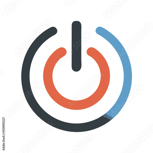 Modern power button icon with layered colorful graphic design