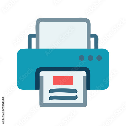 Simple printer icon on White Background for office tasks