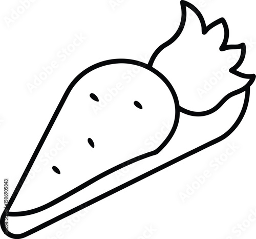Pesto Chicken Flatbread Savory Snack Drawing Line Art Vector Illustration