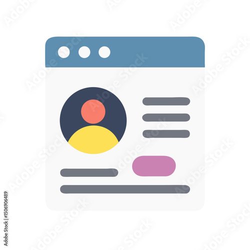 Simple user profile interface in browser window icon