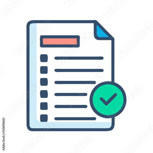 Digital checklist document with checkmark icon for task completion